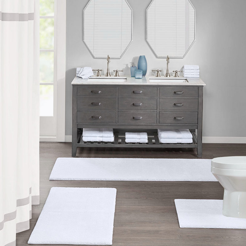 Tapis pour salle de bain Wynnfield, L 20 po x L 24 po, Blanc