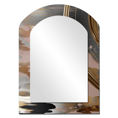 Abstract Golden Infinity Circles III - Modern Arch Wall Mirror