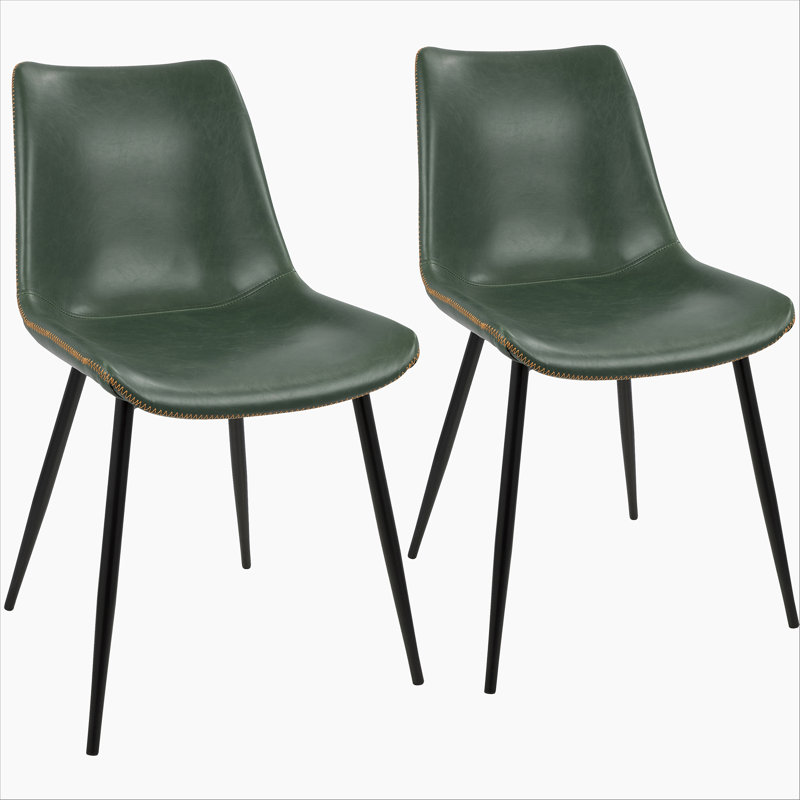 Chaise de salle à manger industrielle en noir avec similicuir rétro vert par LumiSource - ensemble de 2