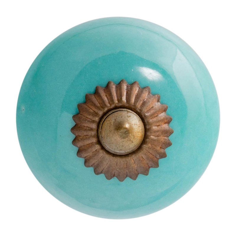 Nicola Spring - Round Ceramic Cabinet Knob, Turquoise