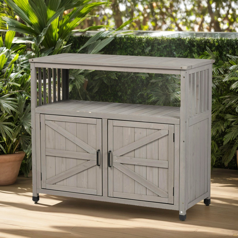 Ensemble de table de bar en bois avec rangement et buffet