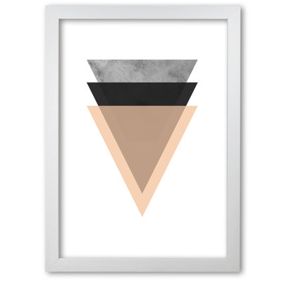 Peach And Black Abstract Triangles - Print