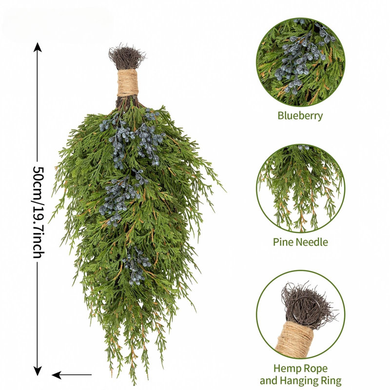 Porte d'entrée décorative 20 po en cèdre artificiel avec bleuets