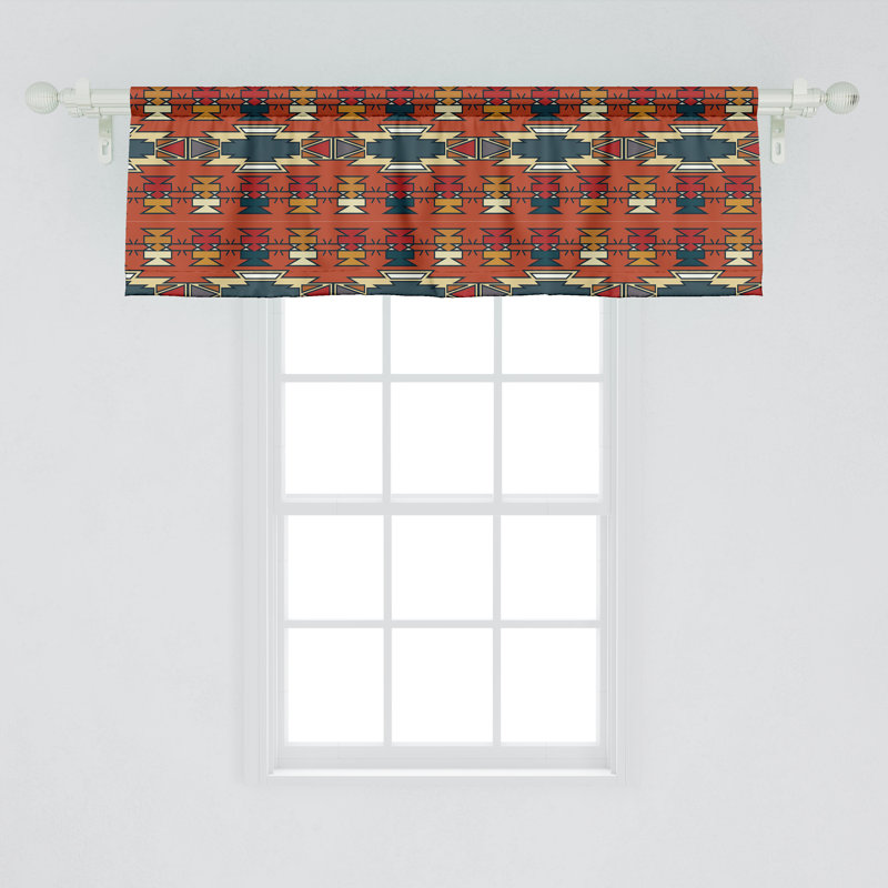 Cinnamon Multicolor Satin Boho Aztec Rod Pocket Valance