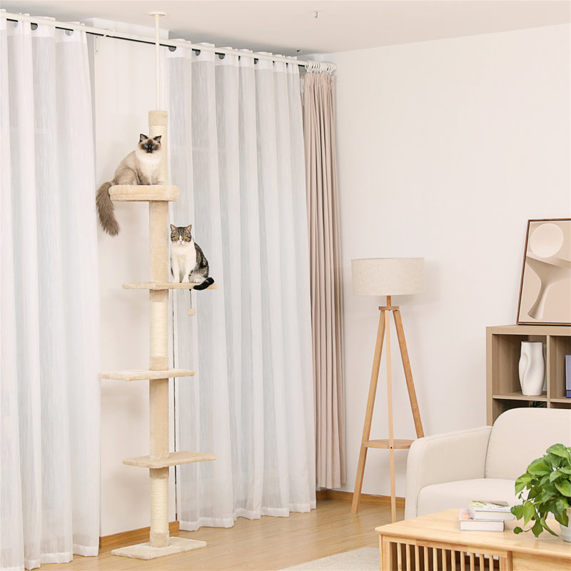 Tour pour chat interactive à 5 niveaux, Beige