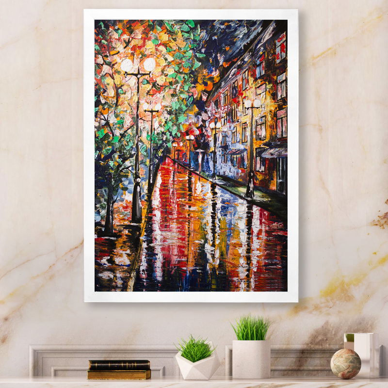 Paris Street Under Rain - Peinture, H 20 po x l 12 po x P 1 po, Cadre photo blanc