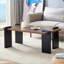 Table basse en noyer et panneau de fibres à densité moyenne pour salon minimaliste, 31,5 po x 31,5 po x 16,6 po, facile à assembler