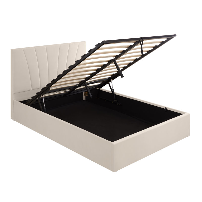 Balcer Upholstered Ottoman Lift Up Storage Bed, Beige , Sapphire