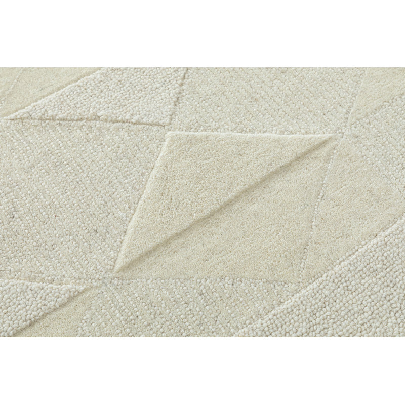Wool Geometric Area Rug in Ivory