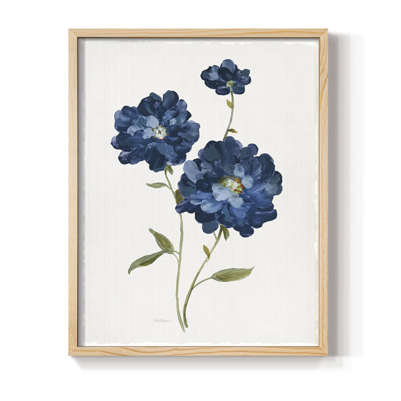 Blue Mums Framed Print - Solid Wood, 11" H x 9" W