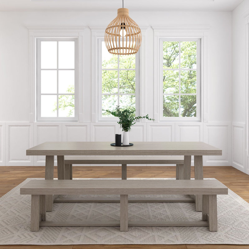 Zuree Rectangular 94'' L x 36'' W Dining Set, Gray