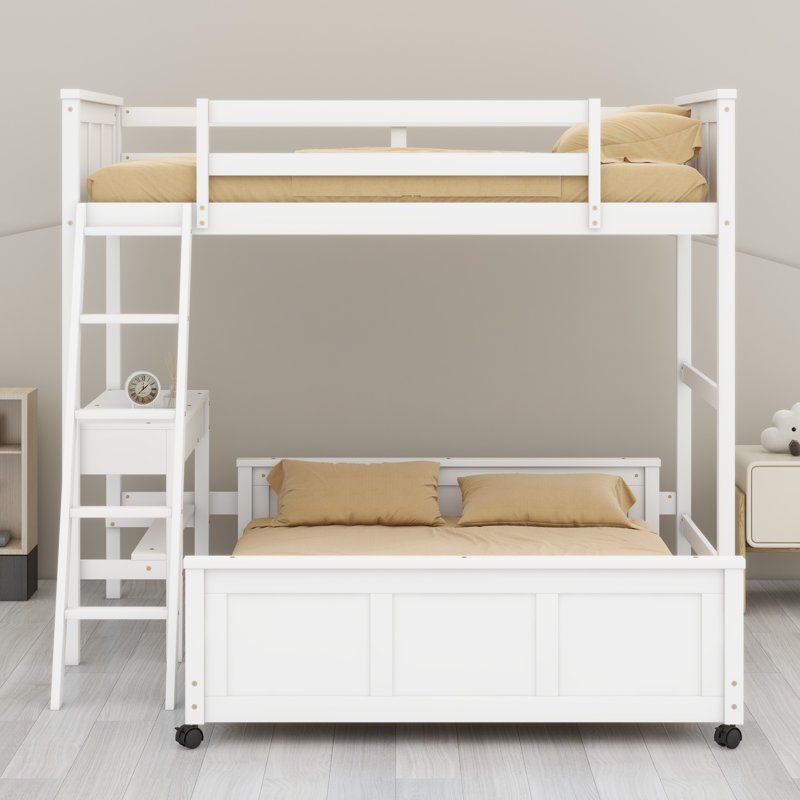 Lit superposé avec bureau, Blanc