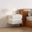 Smart Floating White Bedside Table With Led Lights & Wireless Charging, Wall-mounted 2-drawer