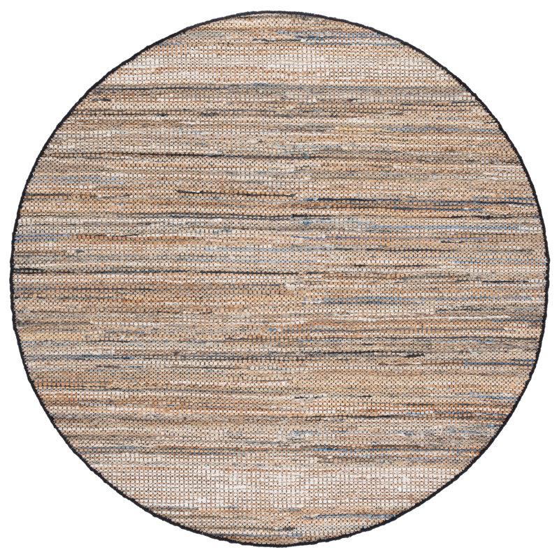 Cape Cod 153 Hand Woven Denim/Jute/Cotton Rug in Blue/Beige, Round 6'