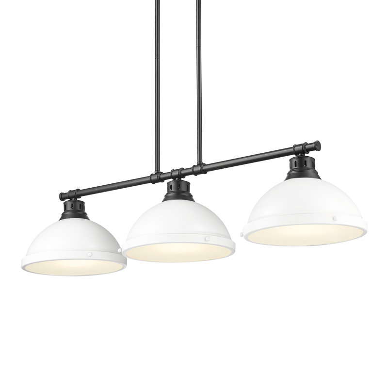 Luminaire suspendu linéaire 3 lumières Laramy, Blanc mat, Noir mat