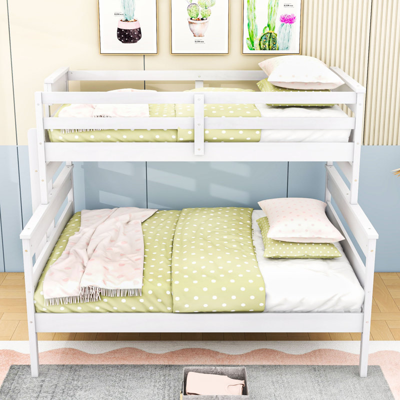 Lit superposé en bois pour enfants Alkiviadis, Blanc, Simple TG sur grand