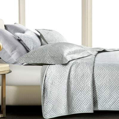 Ensemble de courtepointe en satin de soie, couvre-lit géométrique toutes saisons avec taie décorative