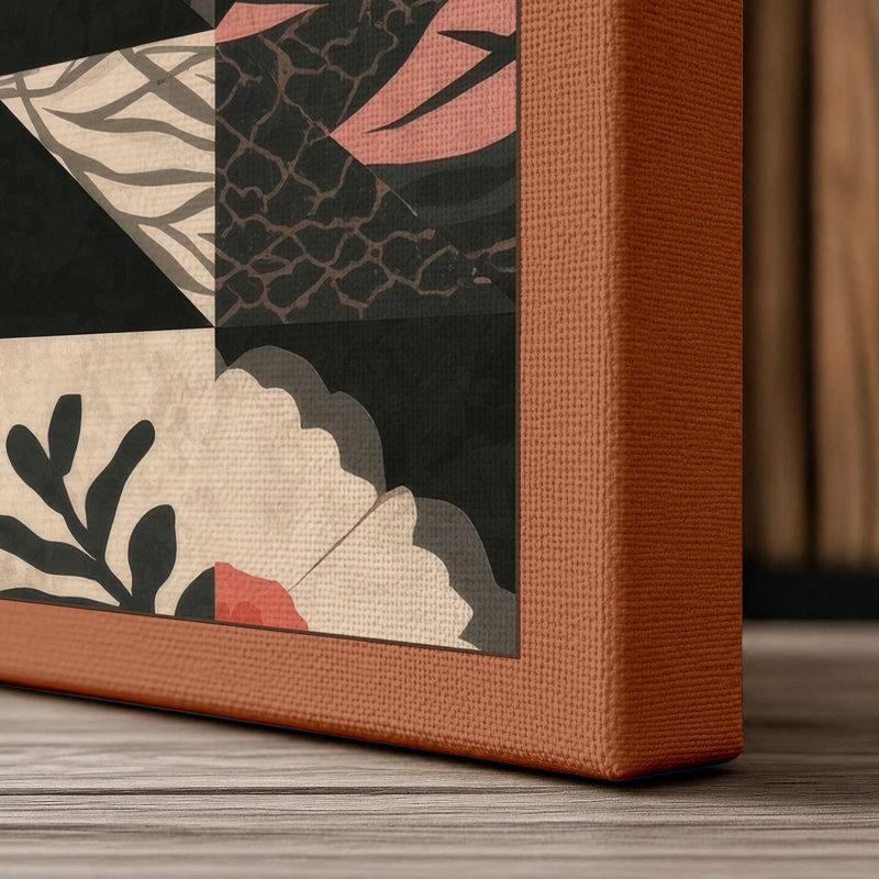Fragmented Botanicals Mid-Century - Wrapped Canvas, 30x20 - 76.2 x 50.8 cm, Terracotta Border