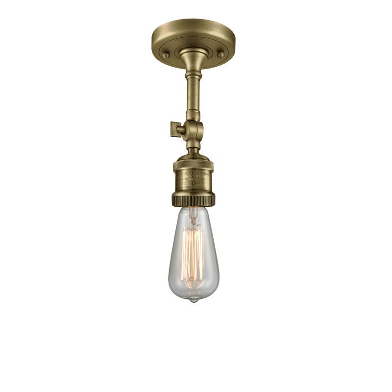 Arguelles Glass Semi Flush Mount, Antique Brass, 3 Watt LED Vintage Dimmable Bulb