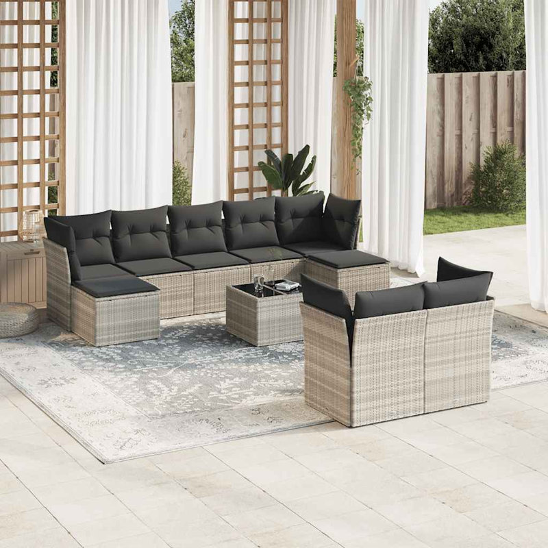  Ensemble de canapé de jardin gris clair, gris foncé