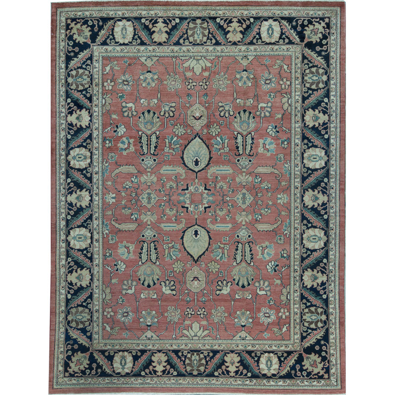 Tapis rouge et bleu noué à la main de haute qualité Sultanabad