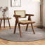 Modern Mid Century Dining Chair With Rattan Accents, Comfortable Armrests, Ideal For Indoor And Outdoor Use In Various Rooms