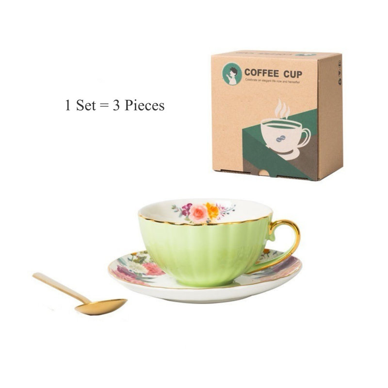 Ensemble de petites tasses à espresso avec poignée, 12 pièces, Vert
