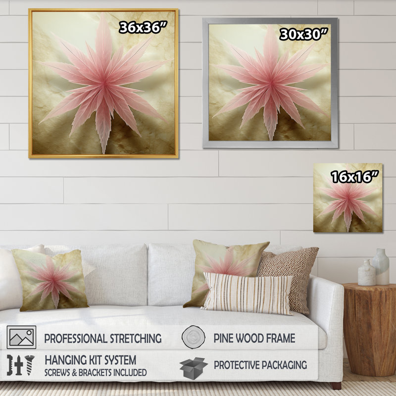 Rétro fleur rétro éthéré rose I - salon d'art moderne Mid-Century, Cadre simple argenté, H 24 po x l 24 po x P 1 po