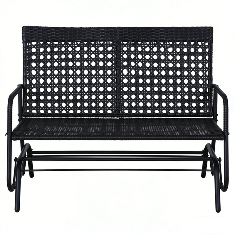 Banc oscillant noir en rotin PE noir, l 47,2 po, avec une capacité de 485 lb