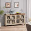 Meuble d'appoint de style antique à 4 portes avec portes en verre trempé, beige