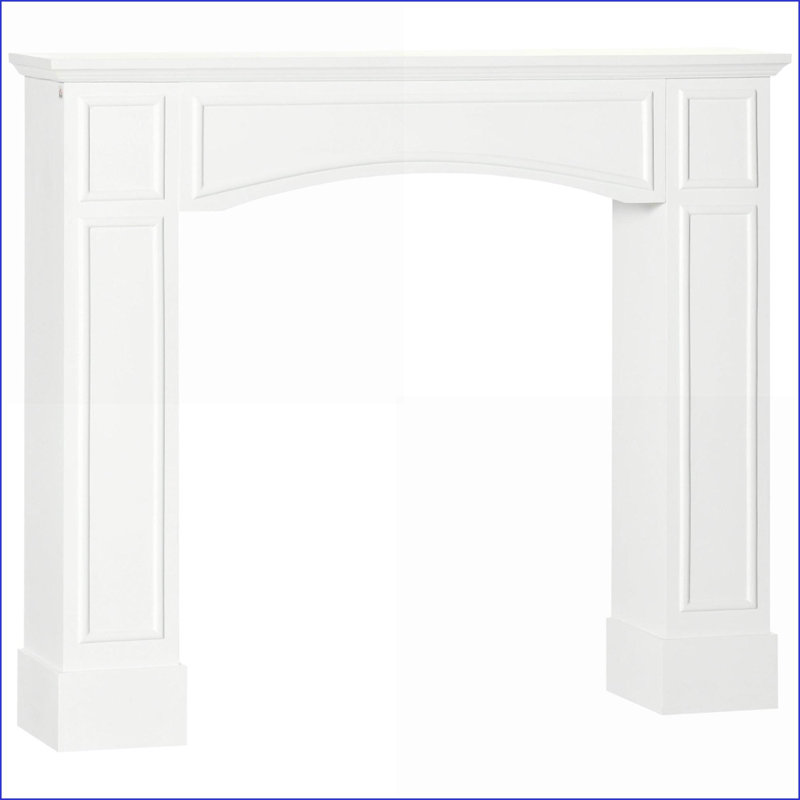 Motif décoratif moderne de manteau de cheminée | Foyer électrique de 29 po de largeur intérieure | Blanc neige | Panneau de fibres à densité moyenne