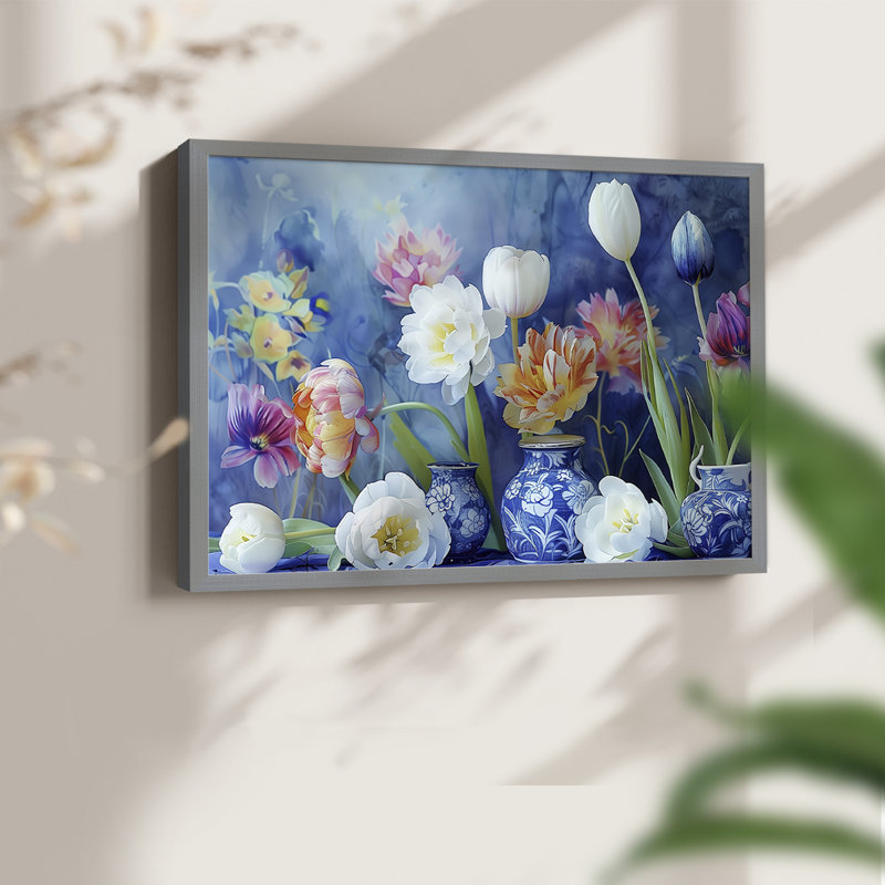 Série florale - CX - reproduction encadrée - réarmable, Gris, H 16 po x l 20 po
