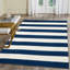 Tapis rayé bleu / blanc tissé à plat à la main Jonathon-89486412