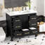  Vanity with Resin Sink, Solid Wood Cabinet with 5 Drawers and Soft Closing Doors, Freestanding Storage Set-1740180251