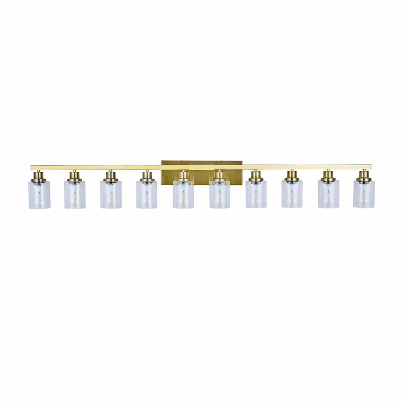  10-Light Bathroom Vanity Light with Clear Glass, Copper
