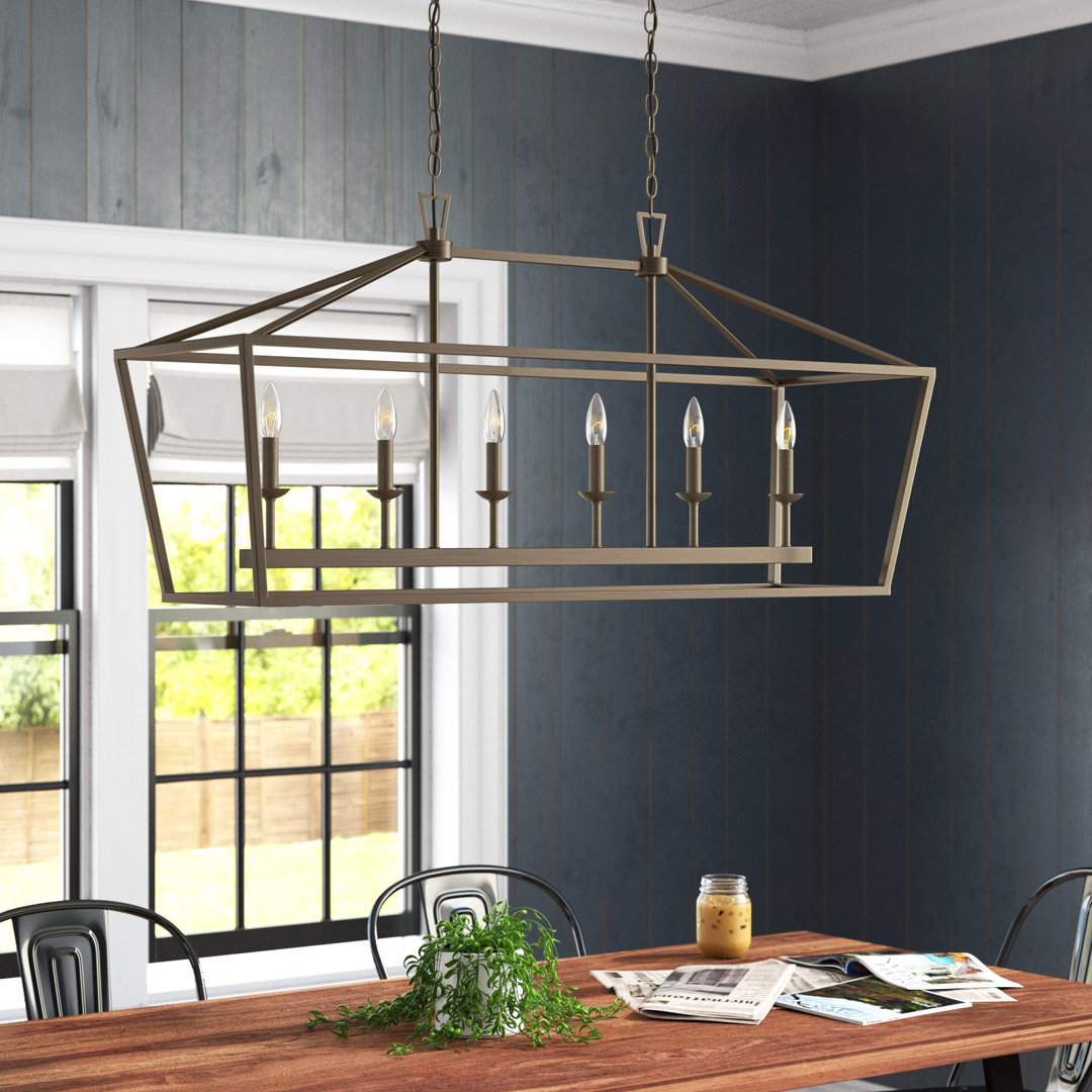 Hertford 6 - Light Dimmable Kitchen Island Geometric Chandelier Laurel Foundry Modern Farmhouse® Finish: Antique Silver Leaf