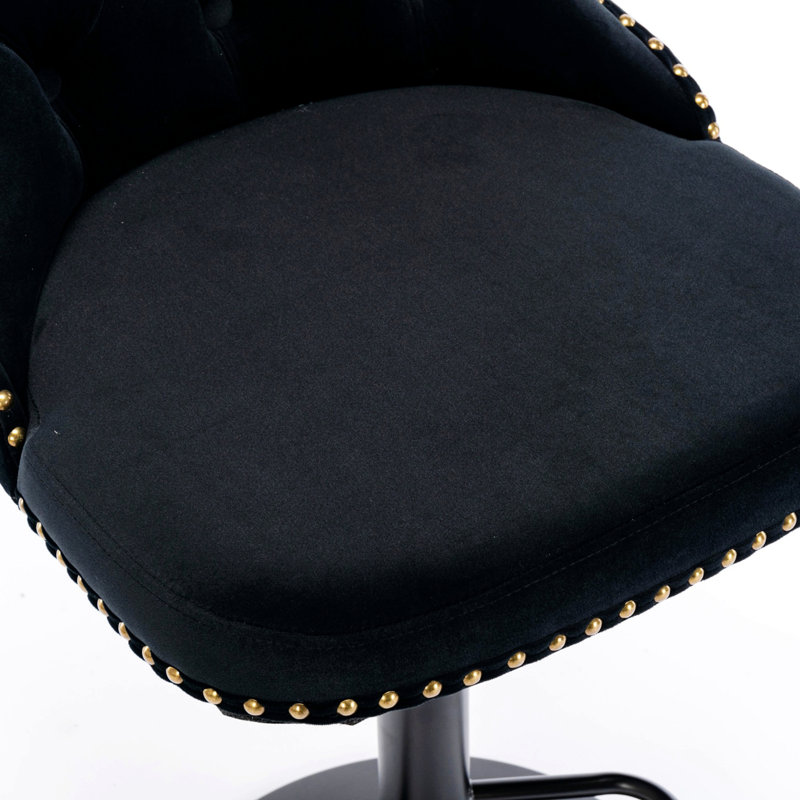 Ensemble de 2 tabourets de bar pivotants, tabourets de bar capitonnés avec dossier pour pub et îlot de cuisine, Noir, Noir