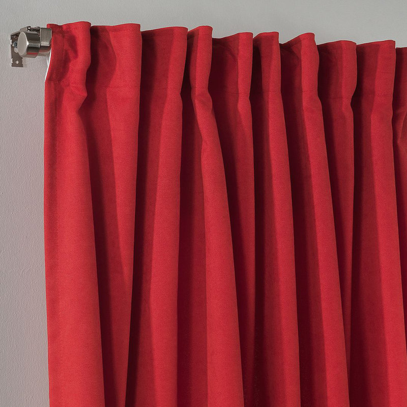 Blackout Thermal with Liner Extra Long & Extra Wide Decorative Curtain Single Panel, 140cm Width x 145cm Drop, Red