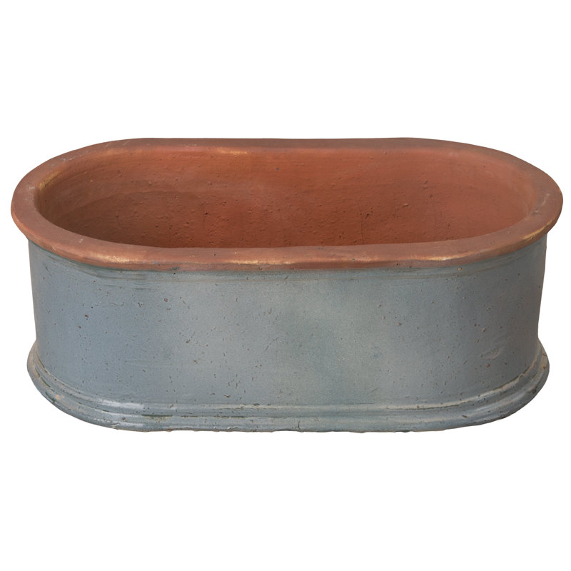 Window Box Handmade Ceramic Planter, Blue, 15" H x 28.5" W x 15" D