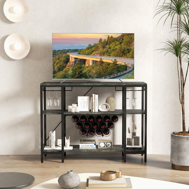 15 Bottle Standard Wine Bottle & Glass Rack, Grey