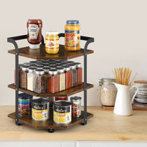 TreeLen Spice Rack Organizer for Countertop 2 Tier Counter Shelf Standing Holder Storage for Kitchen Cabinet-Bronze