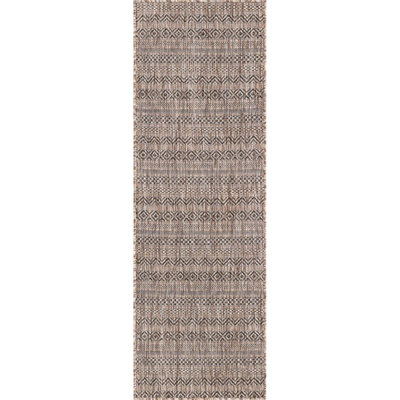 Tapis intérieur / extérieur brun à rayures Hewitt