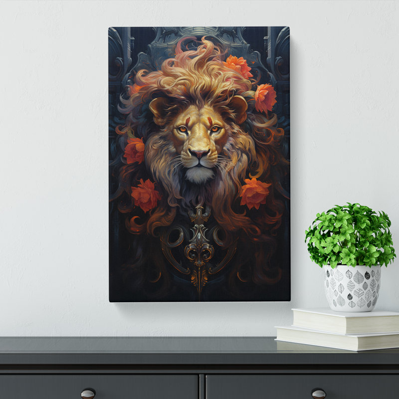 Lion Baroque Art - No Frame Print, 50cm H x 35cm W x 3cm D