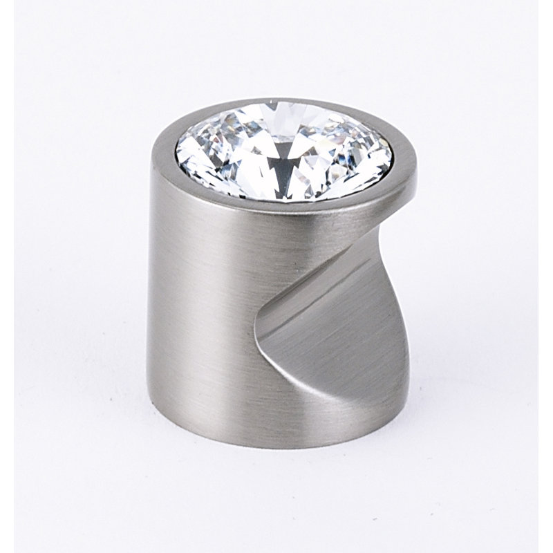 Swarovski Crystal Cylindrical Knob, 1.13" H x 1" W x 1" D, Satin Nickel
