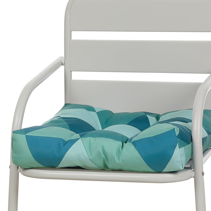 Outdoor 5'' Dining Chair Seat Cushion, Blue Lagoon Geo