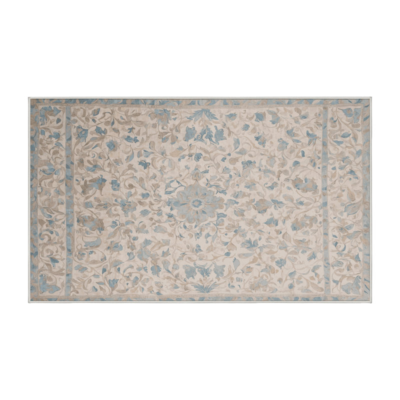 Machine Washable Beige Area Rug, Rectangle 8' x 12'