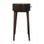 Petite console ronde en bois caramel et miel, 1 tiroir, pieds nordiques, brun foncé