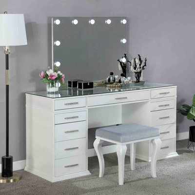 Ensemble de meuble-lavabo 1Pc avec tabourets rembourrés Glam Style 8Mm