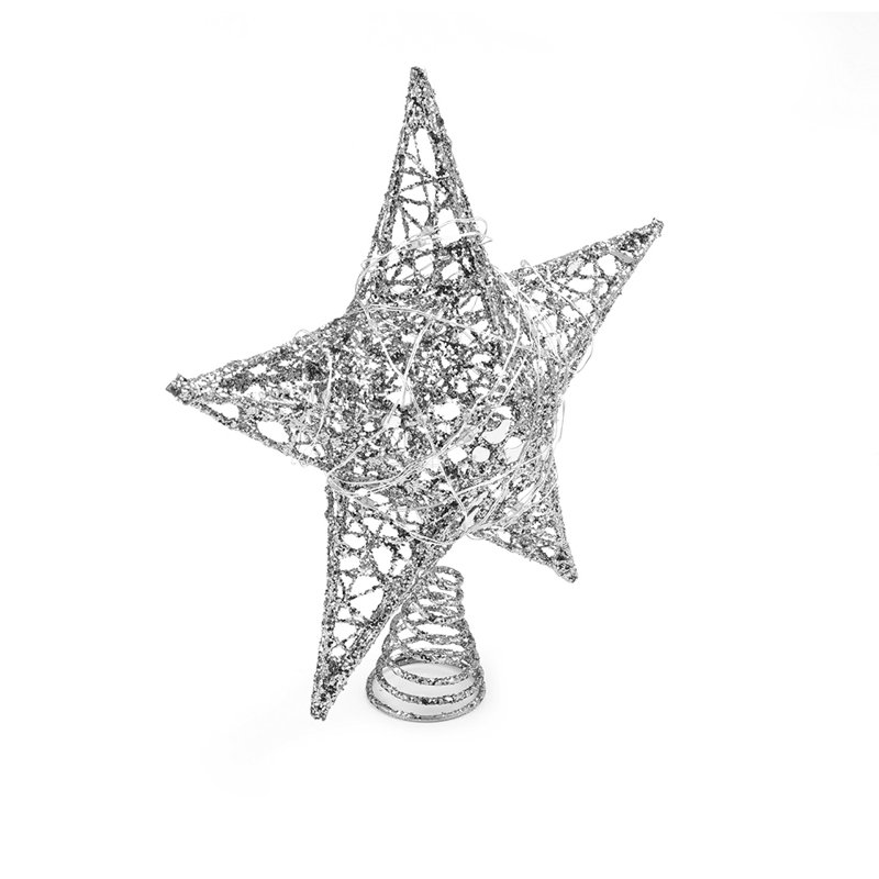 Metal Other Lighted Tree Topper, Silver, 23cm H x 20cm W x 20cm D