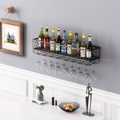 Destinnie Wine Bottle & Glass Rack Black